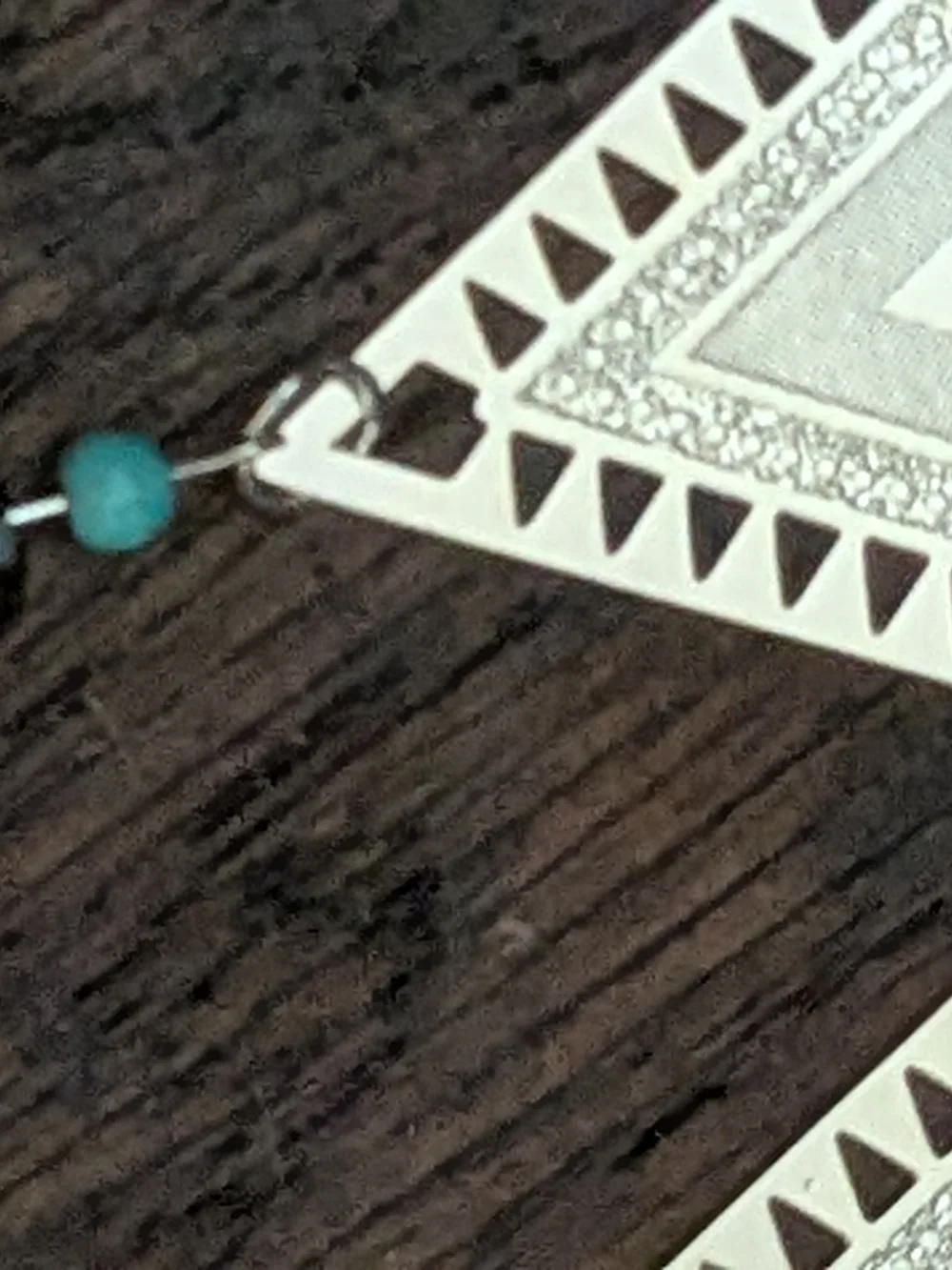 Silver-Tone Geometric Triangle Drop Earrings with Turquoise Accents - Picture 4 of 5